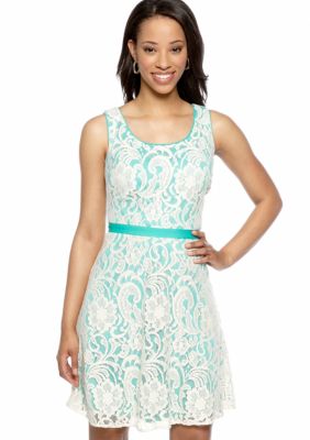 Sandra Darren Petite Sleeveless Allover Lace Dress
