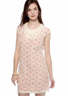 Sandra Darren Petite Allover Lace Shift Dress