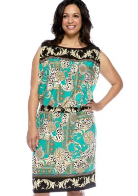 Sandra Darren Plus Size Printed Blouson Dress