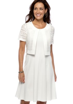 Perceptions Ponte Knit Dress with Lace Jacket