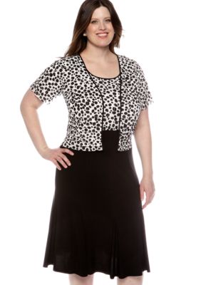 Perceptions Plus Size Shutter Pleated Jacket Dress