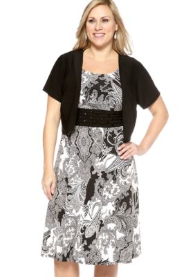 Perceptions Plus Size Paisley Print Jacket Dress