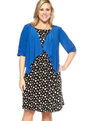 Perceptions Plus Size Polka Dot Jacket Dress