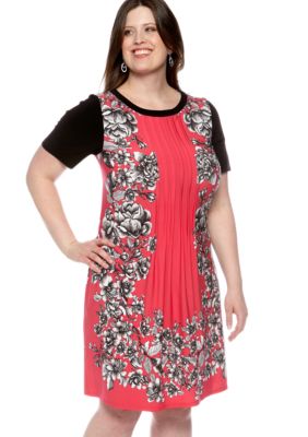Perceptions Plus Size Short-Sleeved Printed Dress