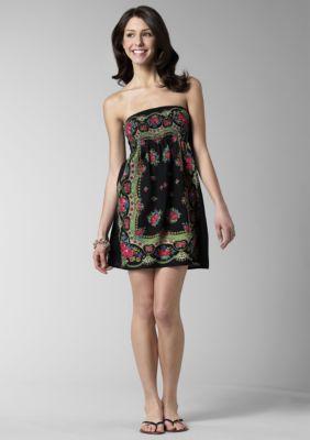 Fire Scarf Print Smocked Tube Dress