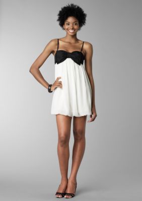 Fire Bow Dress With Bubble Hem
