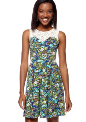 Fire Lace Inset Skater Dress