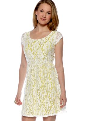 Fire Lace Cap Sleeve Dress