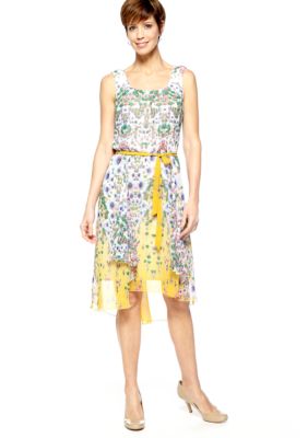 Chris McLaughlin Sleeveless Chiffon Printed Hi-Lo Dress