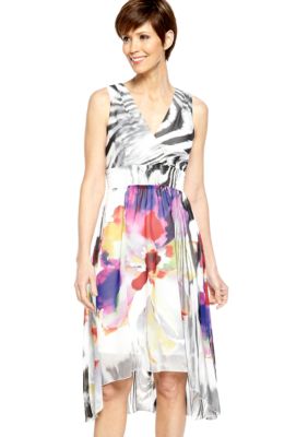 Chris McLaughlin Sleeveless Printed Hi-Lo Dress