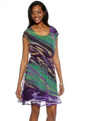 Chris McLaughlin Stripe Printed Sheer Dress