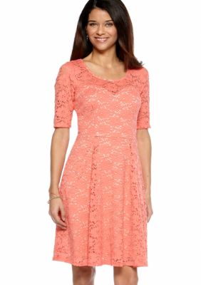 Chris McLaughlin Petite Elbow Sleeved Allover Lace Dress