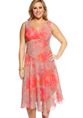 Chris McLaughlin Plus Size Sleeveless Crossover V-Neck Printed Dress