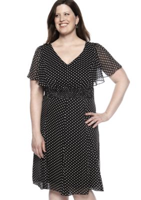 Rabbit Rabbit Rabbit Plus Size Polka Dot Smock Waist Dress