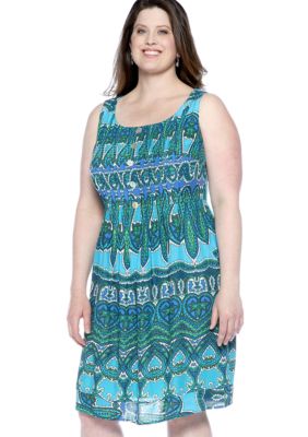 Chris McLaughlin Plus Size Sleeveless Printed Dress