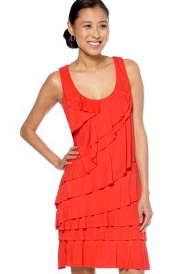 Calvin Klein Sleeveless Asymmetrical Tiered Dress