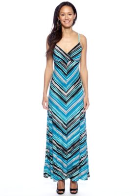 Calvin Klein Spaghetti Strap Striped Maxi Dress