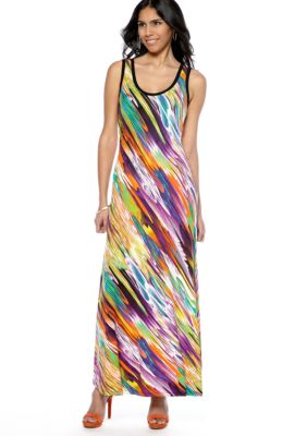 Calvin Klein Sleeveless Watercolor Printed Tank Maxi Dress