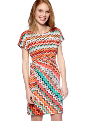 New Directions Printed Side Tie Dress