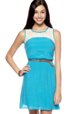 As U  Wish Sleeveless Crochet Inset Dress
