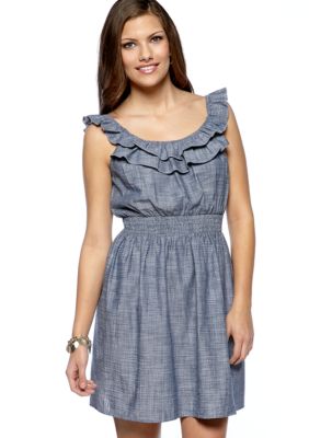 As U  Wish Chambray Ruffle Dress