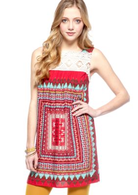 As U  Wish Crochet Sleeveless Scarf Print