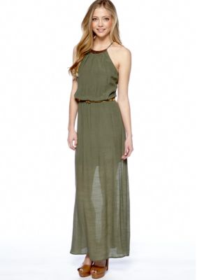 As U  Wish Gold Necklace Gauze Maxi Dress