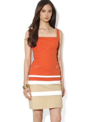 Lauren Ralph Lauren Square Neckline Color-Blocked Dress