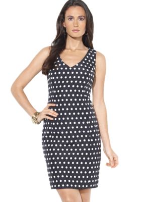 Lauren Ralph Lauren Polka-Dot V-Neck Dress