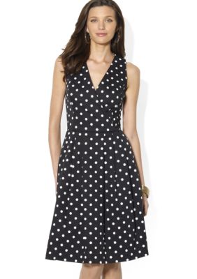 Lauren Ralph Lauren Sleeveless Belted Cotton Dress