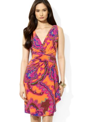Lauren Ralph Lauren Ruffled V-Neck Printed Dress