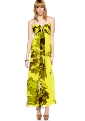 Jessica Simpson Strapless Chiffon Maxi Dress