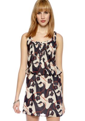 Jessica Simpson Racer Back Tank Blouson Printed Dress