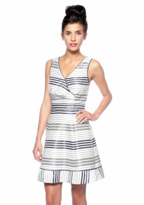 Jessica Simpson Sleeveless Striped Fit and Flare Dress