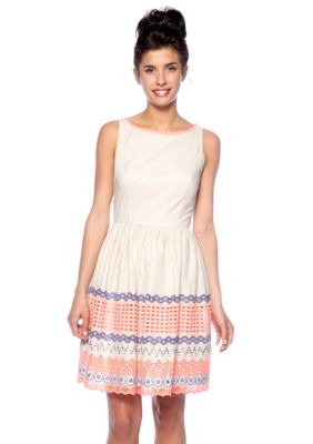 Jessica Simpson Sleeveless Fit and Flare Dress with Embroidery