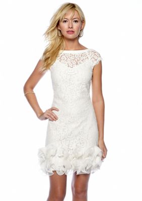 Jessica Simpson Cap-Sleeved Allover Lace Dress