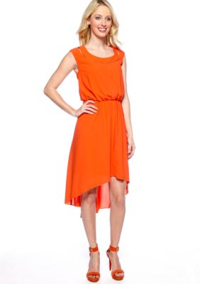 Jessica Simpson Sleeveless Hi-Lo Dress with Cutout Neckline