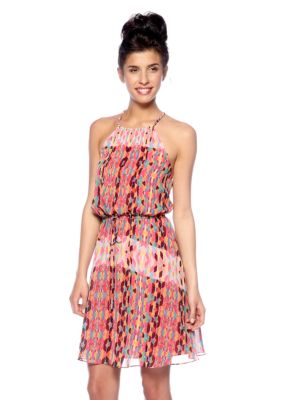 Jessica Simpson Halter Printed Blouson Dress