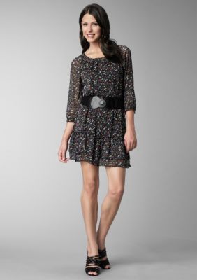 Belle du Jour Printed Bohemian Dress With Belt