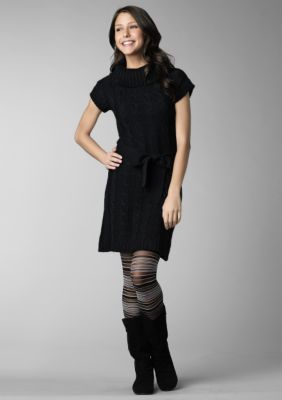 Say What Short Sleeve Cable Cowl Neck Dress
