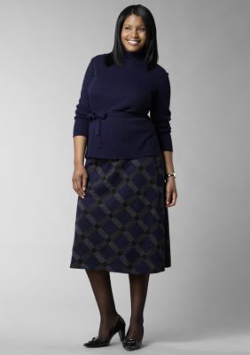 Kim Rogers&reg; Plus Size Two Piece Dress with Plaid Skirt