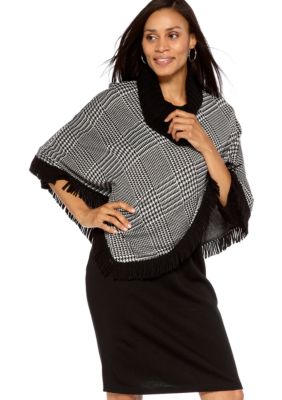 Kasper Houndstooth Poncho Dress