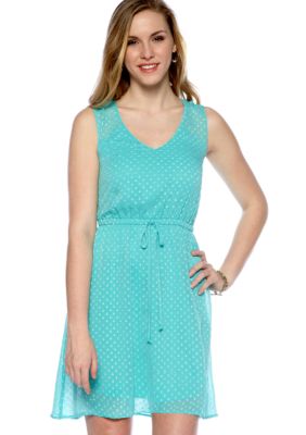 BeBop Sleeveless Swiss Dot Hi-Lo Dress