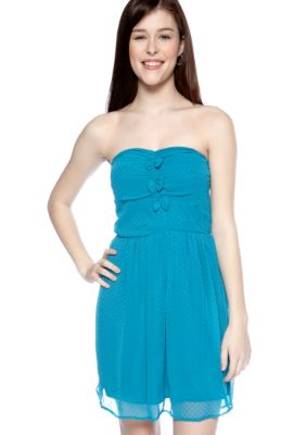 BeBop Chiffon Dot Dress with Bow Detail
