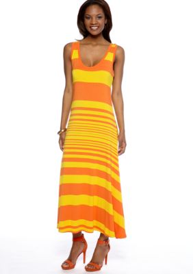 New Directions Striped Maxi Tank Dress