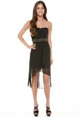 Trixxi High Low Tulip Dress with Embellished Waist