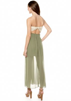 Trixxi Color Block Maxi Dress with Back Bow and Cut Out