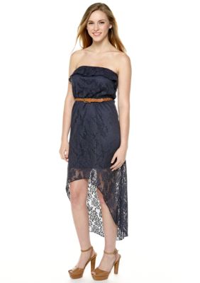 Trixxi Crochet High-Low Dress with Belt
