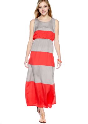 Pink Rose Sleeveless Stripe Color Block
