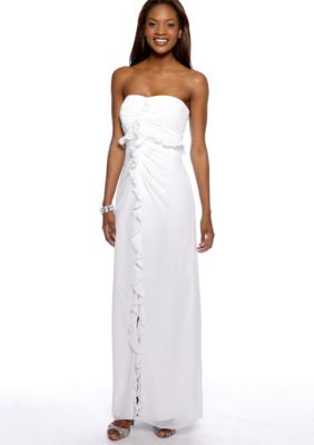 Jill Jill Stuart Satin Ruffle Strapless Gown